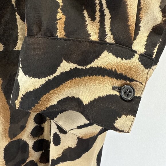 Chicos Shirt Dress Tunic Size XL Semi Sheer Animal print Side Slits Button Up - Picture 6 of 10